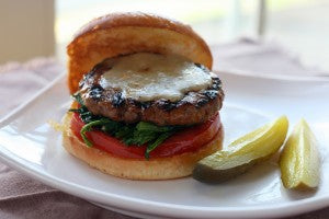MARINATED TOMATO AND BROCCOLI RABE BURGER