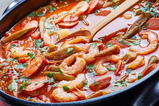 SPICY ITALIAN SAUSAGE AND SHRIMP GUMBO