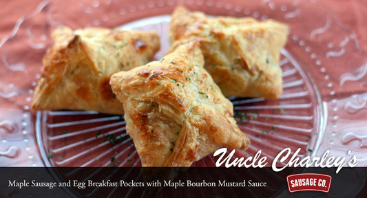 MAPLE SAUSAGE AND EGG BREAKFAST POCKETS WITH MAPLE BOURBON MUSTARD SAUCE