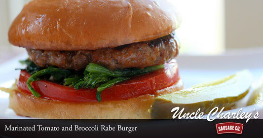 MARINATED TOMATO AND BROCCOLI RABE BURGER