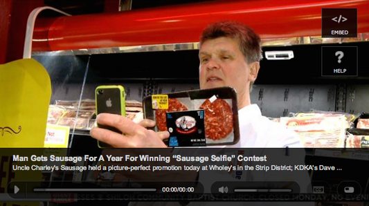 MAN GETS SAUSAGE FOR A YEAR FOR WINNING “SAUSAGE SELFIE” CONTEST | KDKA CBS PITTSBURGH